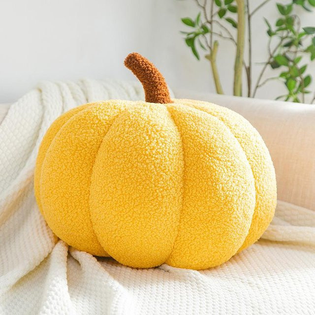 Kürbiskissen Halloween-Dekoration aus Plüsch in Beige, Durchmesser: 20 cm - Bild 1