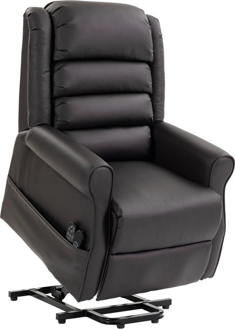 HOMCOM Elektrischer Massagesessel mit Wärmefunktion und Federkern, Fernsehsessel aus braunem PU-Leder mit USB-Anschluss und Fernbedienung für Senioren - Bild 1
