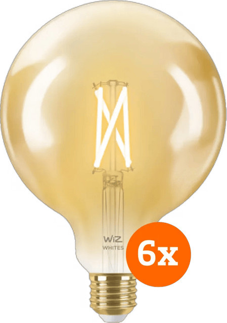 WiZ Smarte LED Filamentlampe Globe XL 6er-Pack, E27, CCT Warmweiß bis Kaltweiß, Transparent - Bild 1