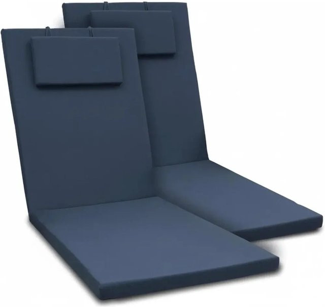 Beautissu 2er Set Gartenliege Auflage Loft Dunkelblau B/T/H: 200 x 60 x 5 cm - Bild 1