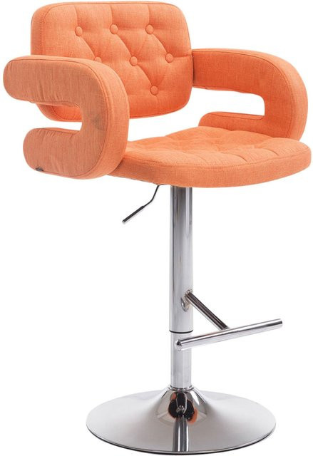 TPFLiving Barhocker Dubai mit Stoffbezug in Orange und Metallgestell in Chromoptik - Bild 1