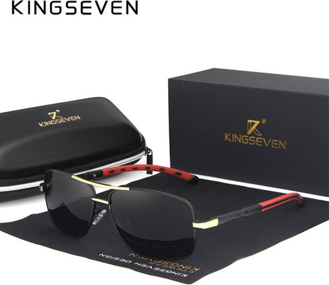 KINGSEVEN Sonnenbrille Aviator, Vollrand, Schwarz, Unisex, polarisiert - Bild 1