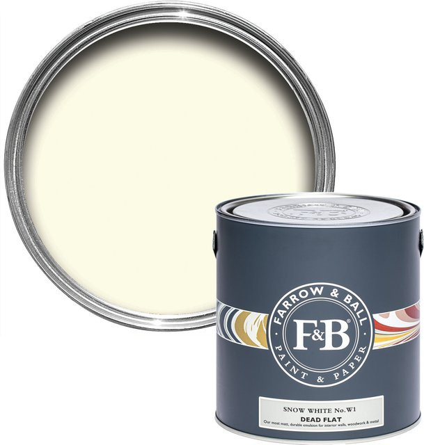 Farrow & Ball Dead Flat Wandfarbe Snow White W1 in Weiß, 0,75 l - Bild 1