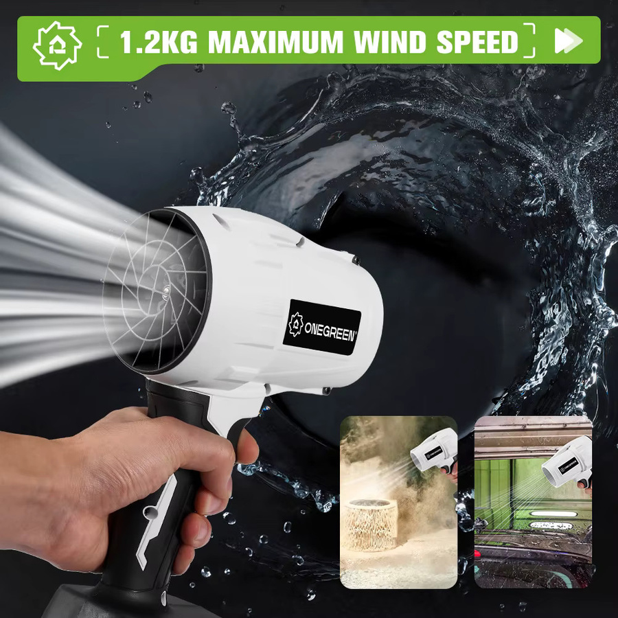 ONEGREEN 2000 W bürstenloser elektrischer Turbogebläse Strahlventilator mit 200 m/s in Weiß für Makita 18 V Akku-Pin - Bild 3
