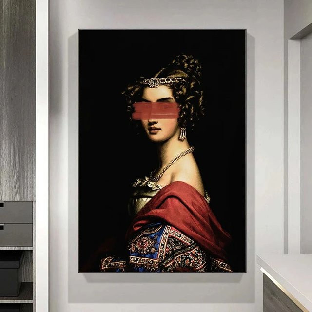 Potdemiel Abstrakte Frauenporträt Leinwandgemälde im Surrealismus-Stil, Mehrfarbiges Wandbild für deine Raumdekoration - Bild 1