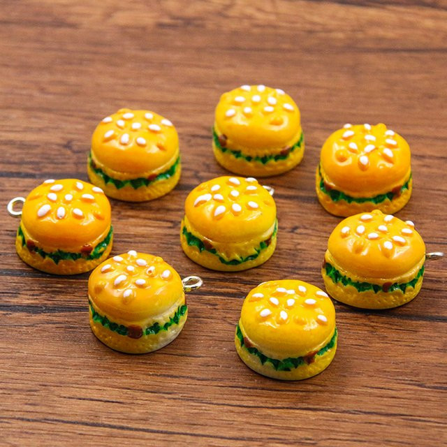 PULCHRITUDE Charms-Anhänger, Hamburger-Sandwich, Harz, Bunt, Unisex - Bild 1