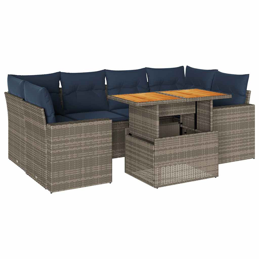 7-teiliges Gartensofa-Set aus grauem Poly-Rattan mit Kissen von VD Home Furnishing - Bild 5