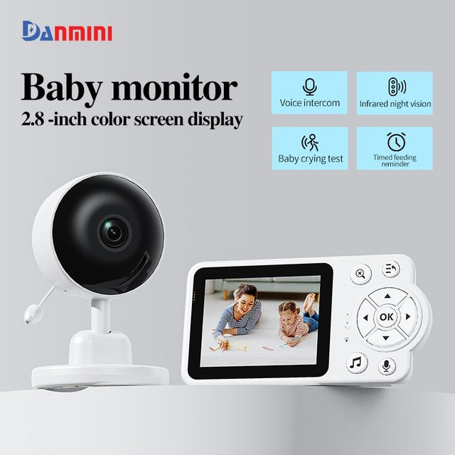 Danmini Intelligentes Babyphone mit 2,8-Zoll-Farbbildschirm, 2,4 GHz Video-Sprachinteraktionsmonitor mit Geräuscherkennung und Kamera in Weiß - Bild 1