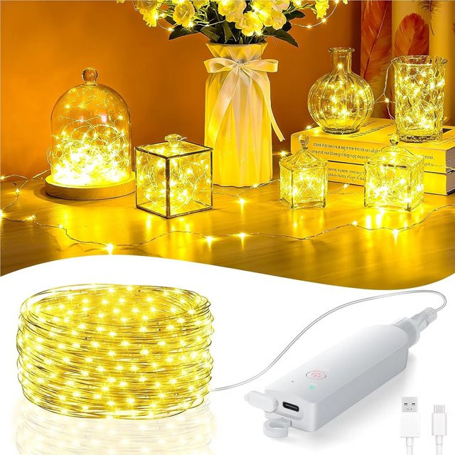 LINYILIGHT RGB LED-Lichterkette mit Herz-Motiv, wiederaufladbar, dimmbar und Multicolor für Weihnachtsbaum oder Schlafzimmer - Bild 1