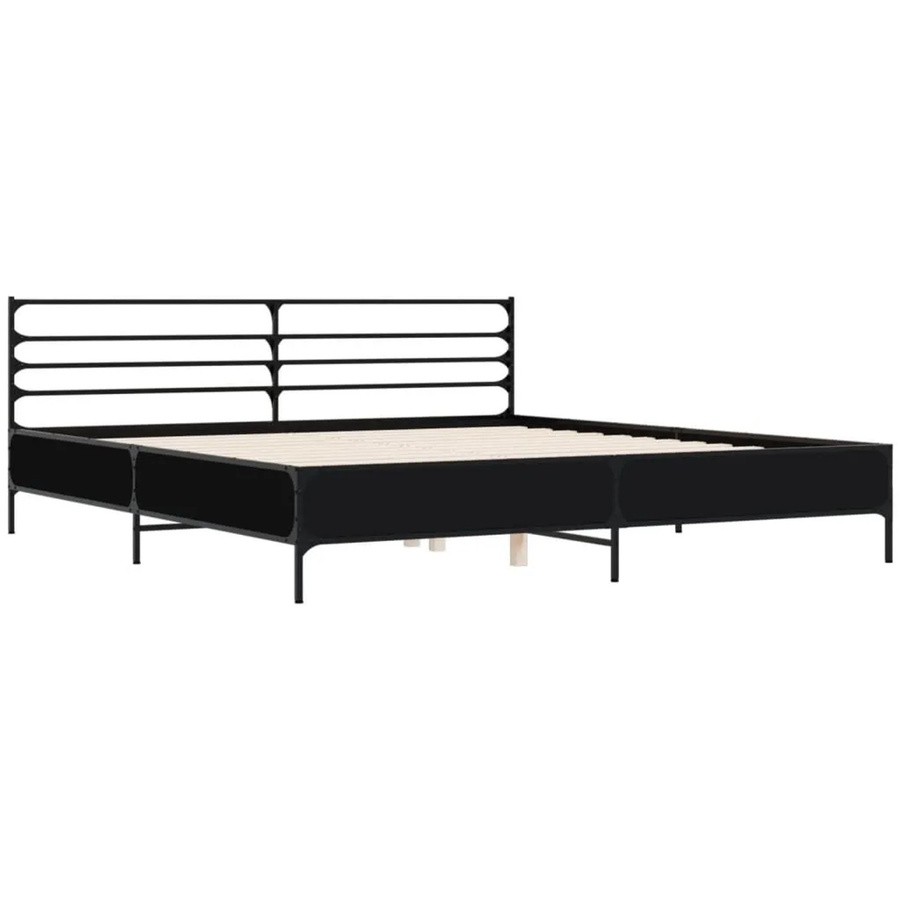 vidaXL Bettgestell Schwarz aus Holzwerkstoff und Metall B/T/H: 180 x 200 x 183 cm - Bild 2