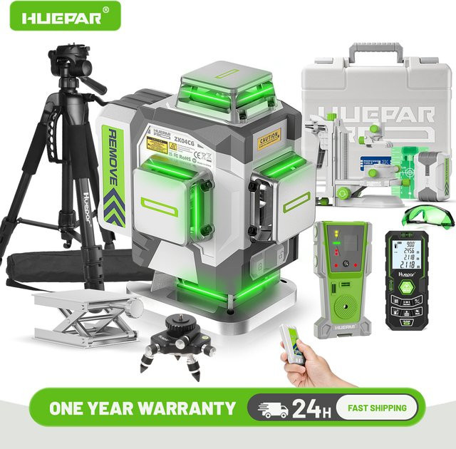 Huepar Professional 4D-Kreuzlinienlaser mit grünem Laser und 8000 mAh Li-Ionen-Akku - Bild 1