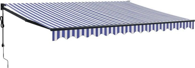 Furnicato Elektrische Markise mit Kurbel und Fernbedienung, Blau und Weiß, B: 400 cm, T: 300 cm - Bild 1