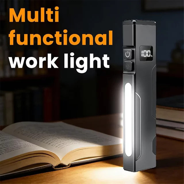 JIASHUAIXIN Magnetische LED Arbeitsleuchte in Schwarz, aufladbare COB Taschenlampe für Autoreparaturen, superhelle tragbare Stiftlampe - Bild 1