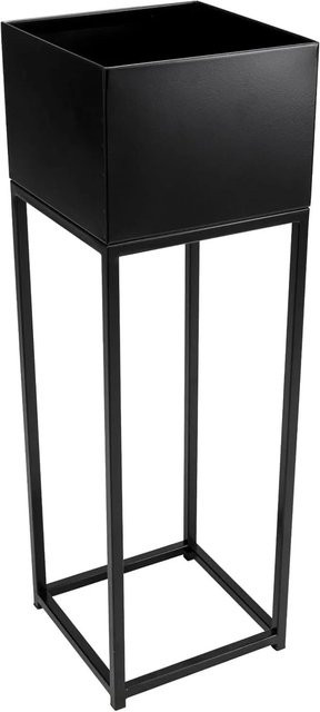 Vivanno Blumentopf Elevate Square in Schwarz aus Stahlblech, B/T/H: 25 x 25 x 79 cm - Bild 1
