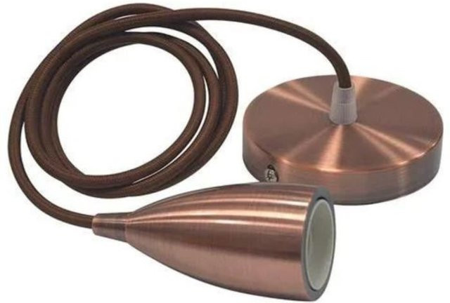 Edison Seilaufhängung mit Kupferfassung E27 in Braun, 1 m Länge, max. 60 W, IP20 - Bild 1