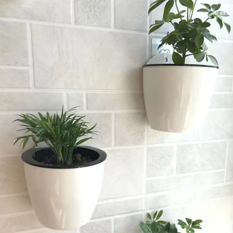 3er-Set Wand-Blumentöpfe mit automatischem Bewässerungssystem für Hydrokultur und Balkon, Farbe: Weiß - Bild 2