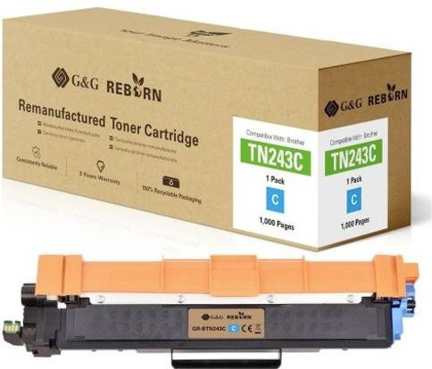 G&G Toner Cartridge Cyan Kompatibel mit Brother TN-243C Remanufactured mit 1000 Seiten Reichweite - Bild 1