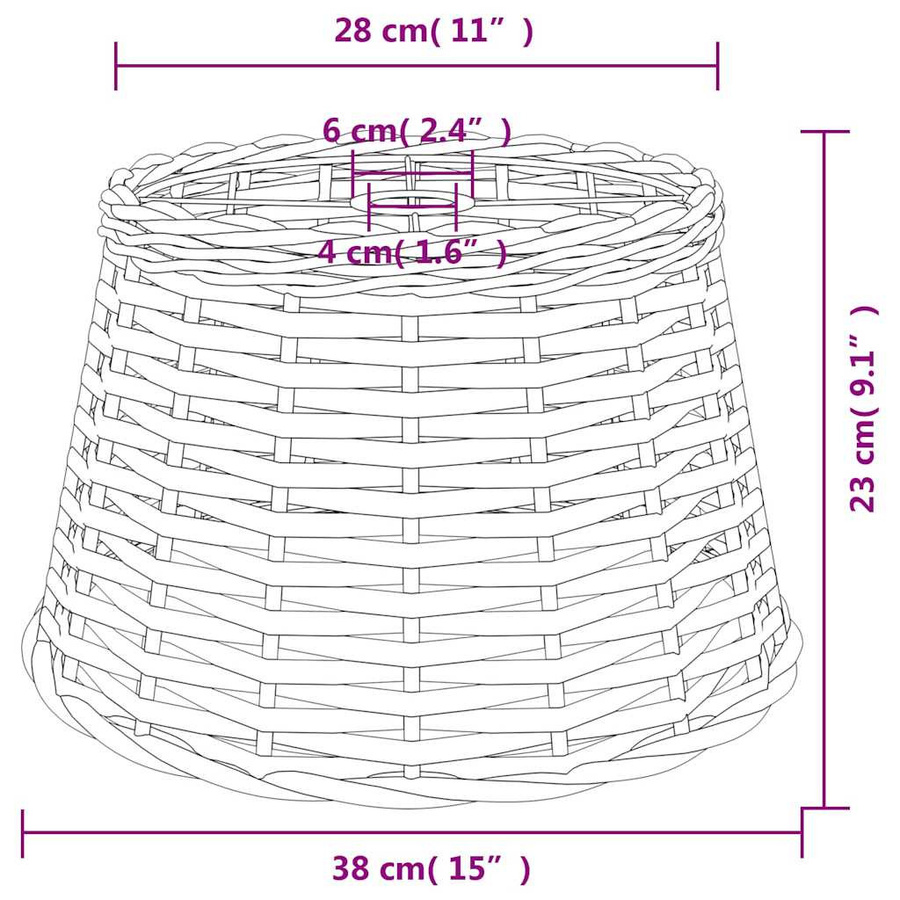 Vidaxl Hängeleuchtenschirm aus Weide in Weiß, Durchmesser: 38 cm, Höhe: 23 cm - Bild 2