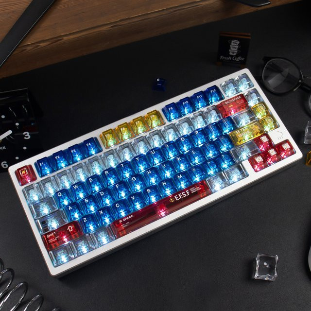 Venit Keys Comic Tastenkappen Cherry Profile aus transparentem PC mit 140 Tasten in Rot, Blau und Multicolour für mechanische MX-Tastaturen - Bild 1