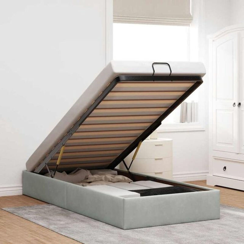 Vidaxl Ottoman Polsterbett aus Samt in Grau ohne Matratze B/T/H: 80 x 200 x 23,5 cm - Bild 1