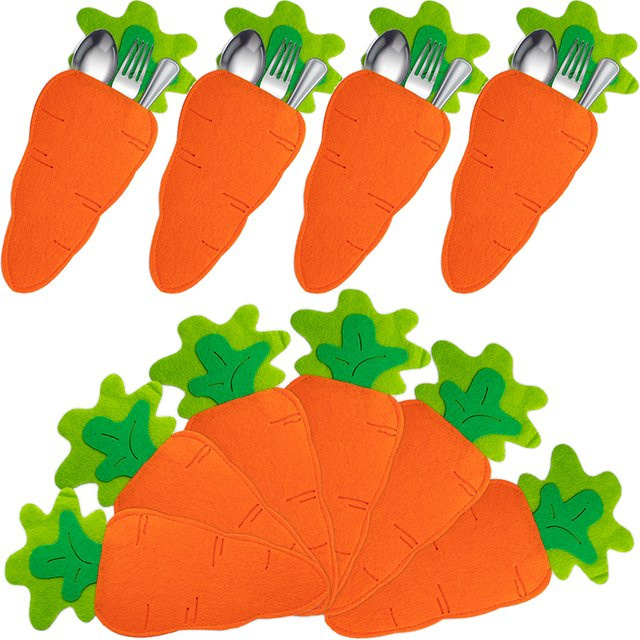 Joy-enlife Ostern Besteckhalter in Karottenform, 2 oder 4 Stück, Orange, Kunststoff - Bild 1
