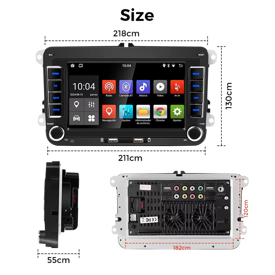 GEARELEC Android 13 Autoradio mit 7 Zoll Display und GPS in Schwarz für VW Volkswagen Skoda Octavia Golf 5 6 Touran Passat B6 Polo Jetta Caddy - Bild 7