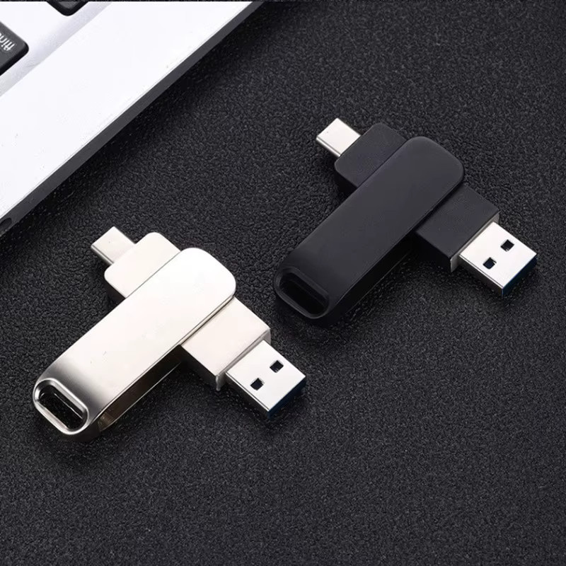 Amzwn 2-in-1 USB-Speicherstick mit USB-C und USB 2.0 Schnittstelle für Smartphone und Computer, Metall, Silber/Grau, 128GB - Bild 2