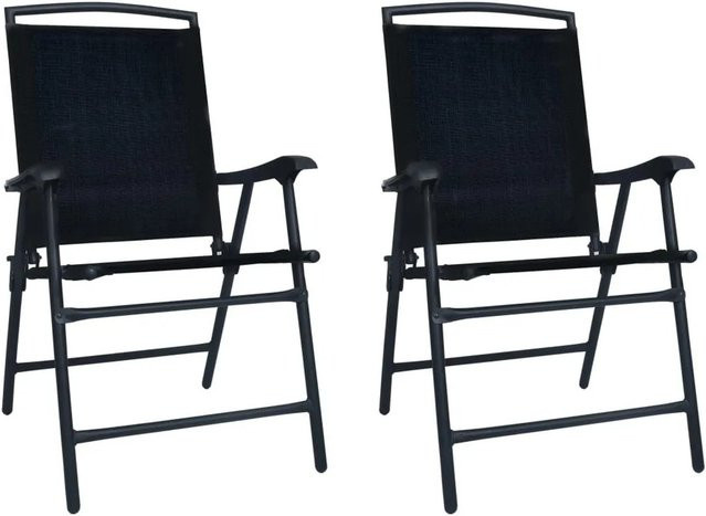 Furnicato Klappbare Gartenstühle aus Textilene und Stahl, 2er Set, Schwarz, B/T/H: 59 x 62 x 93 cm, Höhe: 110 cm - Bild 1
