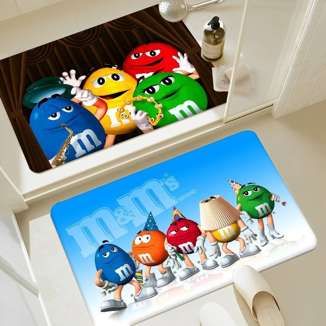 M-M&M Candy Snacks rutschfeste Badezimmermatte von Potdemiel für Waschküche, Wohnzimmer und Balkon - Bild 1
