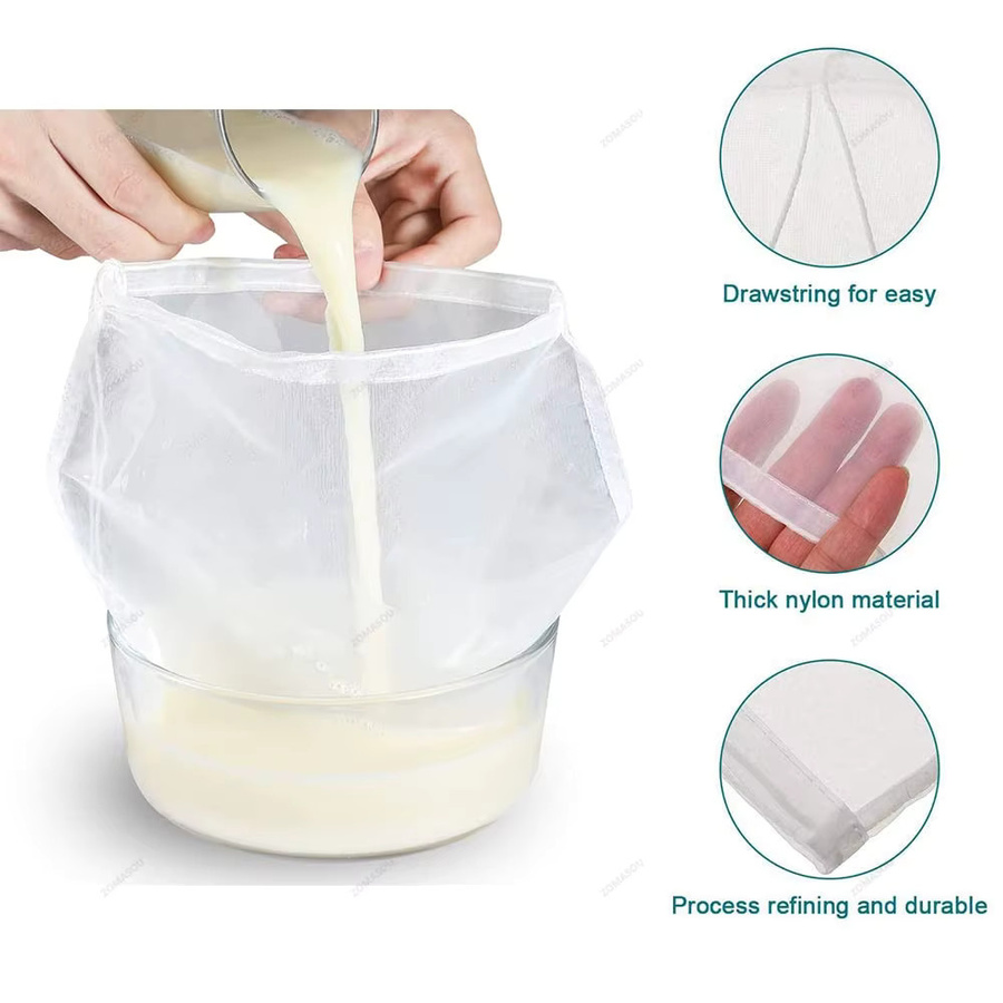 ZOMASOU Wiederverwendbarer Nylon-Lebensmittelfilter mit 100 Mesh, Rechteckiges Feinmaschiges Sieb in Weiß für Nussmilch, Käse und Joghurt - Bild 2