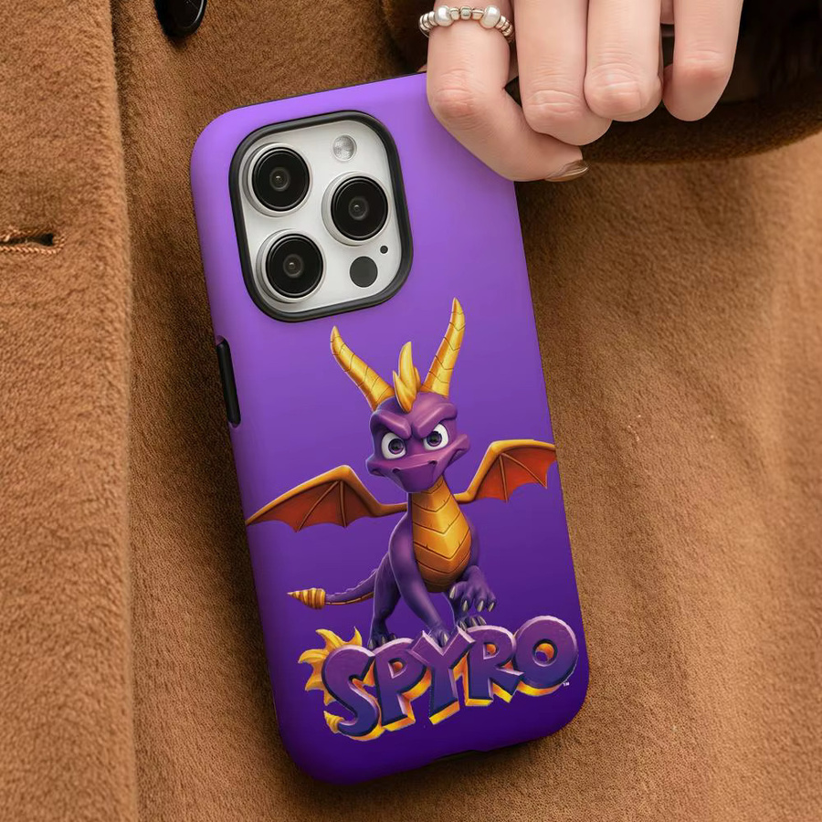 Game S Spyro Series Dragon Handyhülle für iPhone 17 16 15 14 13 12 Pro Max Plus in Weiß und Lila mit glänzender HD-Doppelschicht-Flüssigkeitshartschale - Bild 3