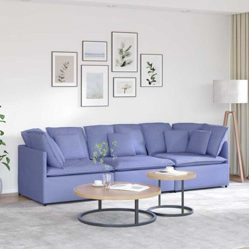 Vidaxl Modulares Sofa in Blau aus Stoff und Polyester mit Metallgestell, Modernes Modulsofa - Bild 1