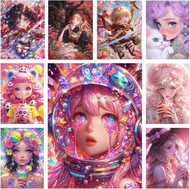 KAYOU Diamantmalerei mit Cartoon-Anime-Charakteren als Mosaik-Kunstwerk in Multicolour, B/H: 30 x 20 cm - Bild 1