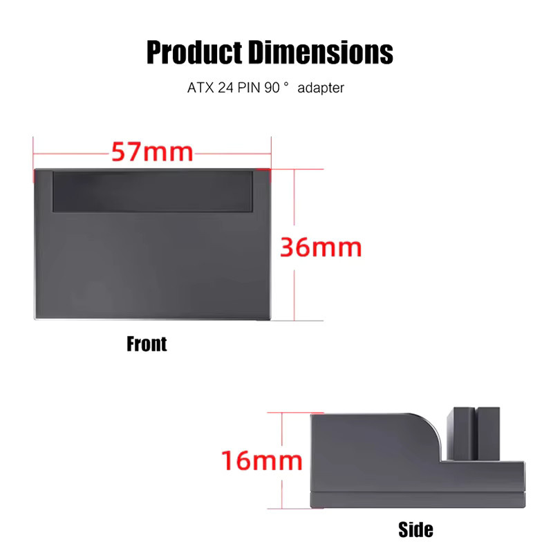Flying Elephant ATX 24-Pin 90 Grad Adapter Ellenbogenstecker für Kabelmanagement mit 5V 3Pin ARGB SYNC in Schwarz - Bild 2