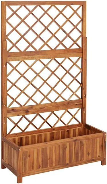 DELUKE Hochbeet mit Spalier WELA aus Akazienholz Massiv in Braun-antik, B/T/H: 150 x 85 x 38 cm - Bild 1