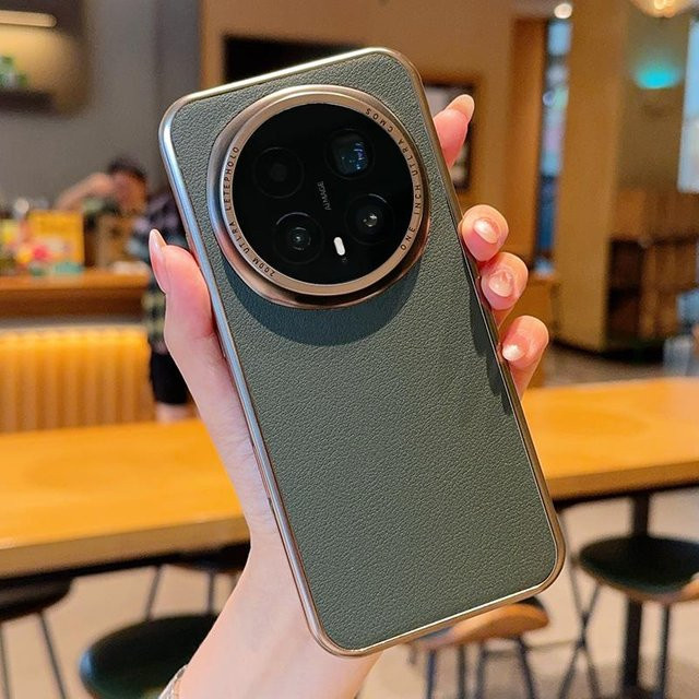 Honor Magic 8 Pro und Honor Magic 8 Schutzhülle mit Litschi Muster aus PU Leder und galvanisiertem Rahmen in Schwarz, Grau, Grün oder Braun - Bild 1