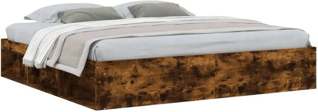 vidaXL Bettgestell aus Kiefernholz in Räuchereiche Optik Braun B/T/H: 200 x 203 x 35 cm - Bild 1