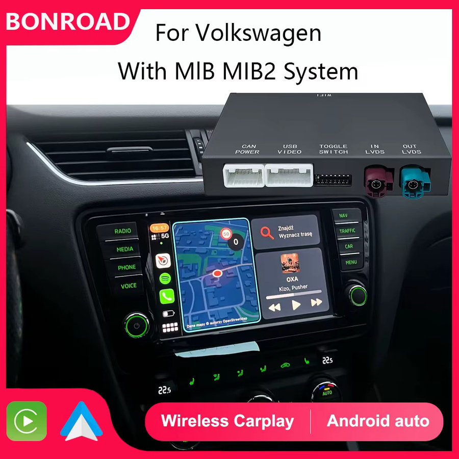 Bonroad Wireless Carplay und Android Auto Modulo Box Pro für VW, Volkswagen, Skoda, Octavia A5, Golf 7, Polo, Passat B8, MIB und MIB2, Schwarz - Bild 4