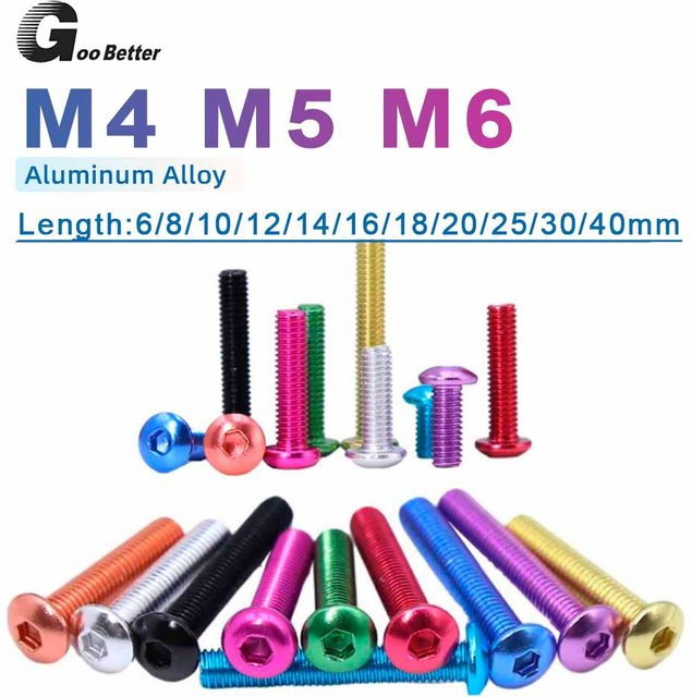 10 Stück ISO7380 Aluminium-Halbrundkopfschrauben mit Innensechskant in Bunt, verschiedene Größen M4 M5 M6 - Bild 1