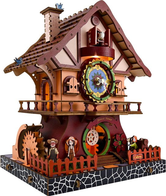 Cuberie 3D-Holzpuzzle Kuckucks-Holzuhr als mechanisches Modellbauprojekt für Erwachsene in Mehrfarbig - Bild 1