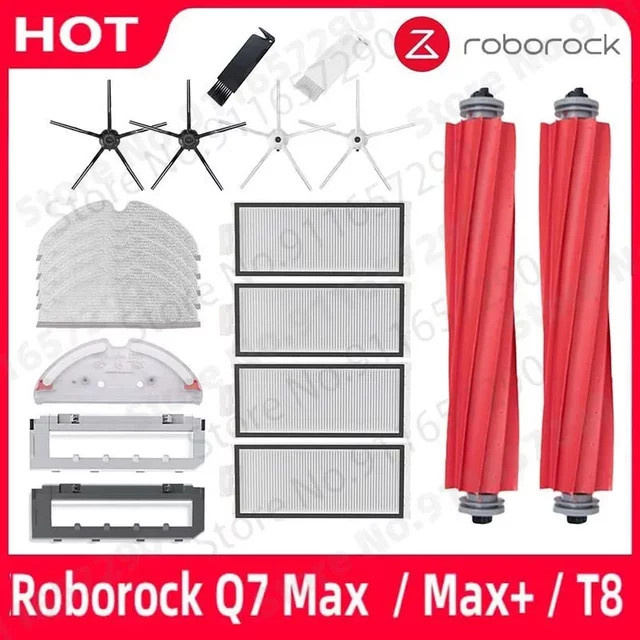 Roborock Q7 Max T8 Ersatzteil-Set mit Hauptbürste, Seitenbürste, HEPA-Filter, Wischlappen und Abdeckung in Multicolor - Bild 1