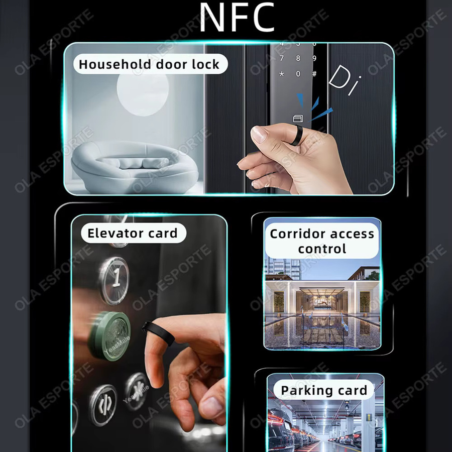 Ola Esporte NFC Smart Ring aus Keramik in Schwarz mit Echtzeit-Herzfrequenz, Schlaf-Gesundheitsüberwachung und IP68 & 5ATM Wasserdichtigkeit - Bild 2