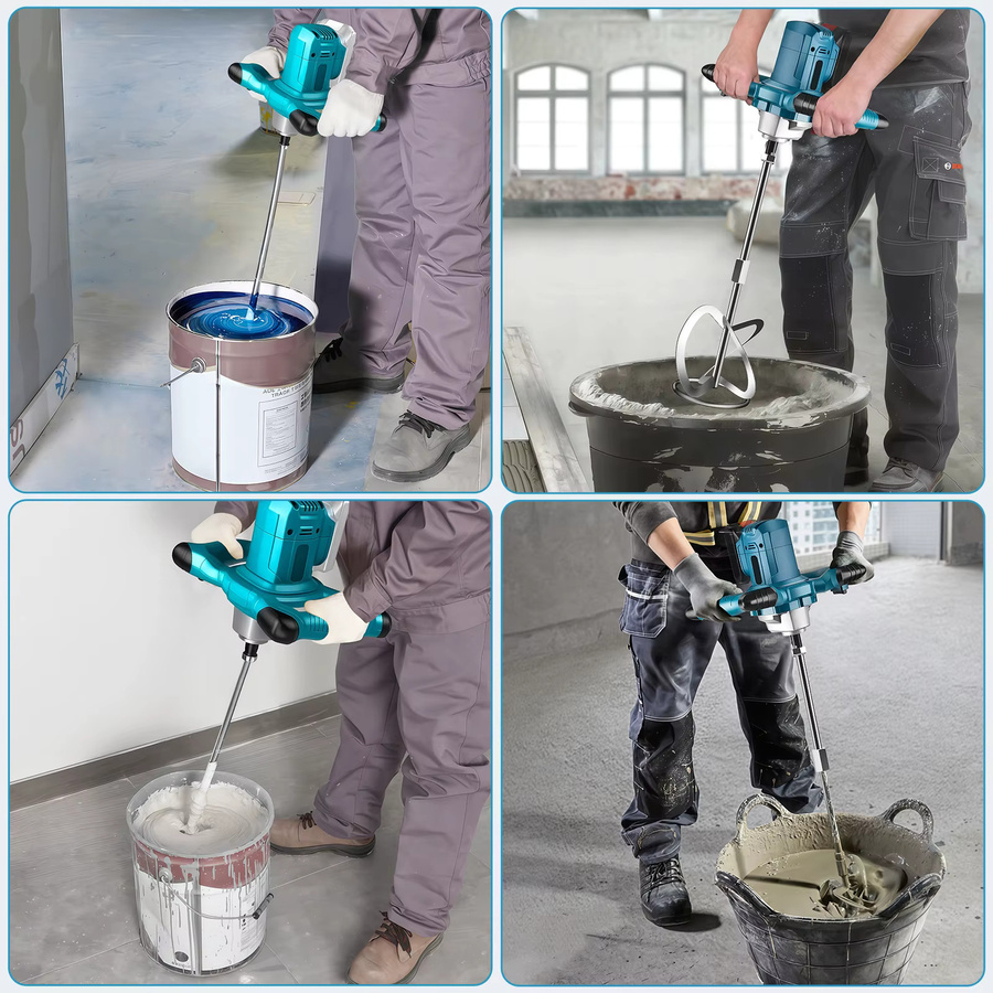 Makita Kabelloser elektrischer Mörtelmischer in Blau mit 140 Nm Drehmoment, 6 Geschwindigkeiten und S-Typ-Rührstab, passend für 18-V-Batterien - Bild 4