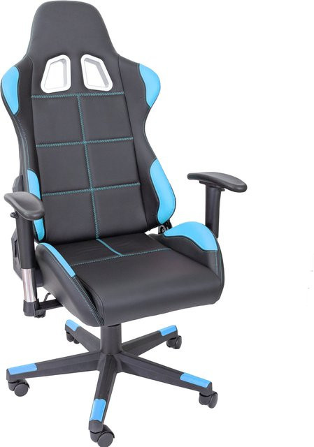 TPFLiving Premium XL-Gaming Stuhl Fire Racing in Hellblau aus Kunstleder, belastbar bis 150 kg - Bild 1