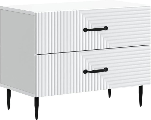 vidaXL Nachttisch in Weiß im Vintage-Stil aus Holzwerkstoff, B/T/H: 62 x 34,5 x 47,5 cm - Bild 1