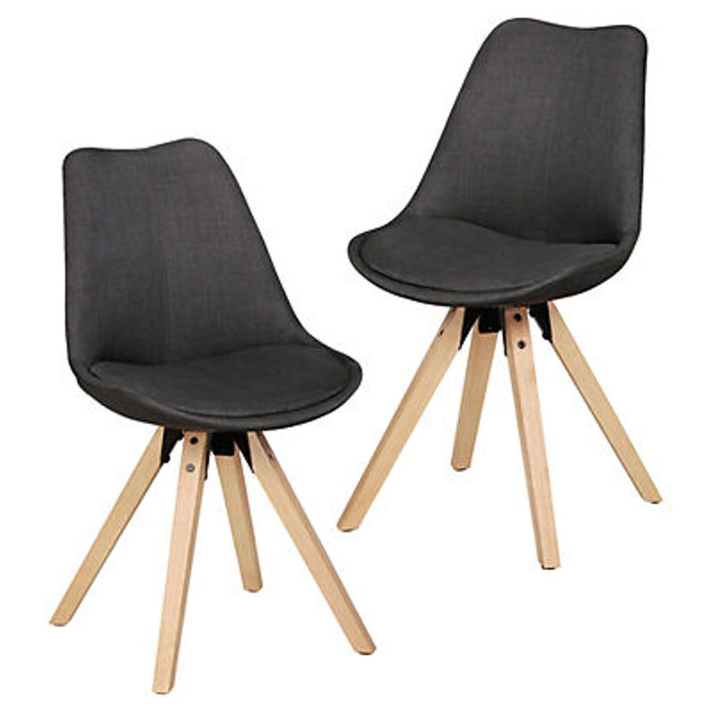Wohnling 2er-Set Stühle im skandinavischen Design aus grauem Stoff und Hevea-Holz, B/H/T: 49 x 87 x 52 cm - Bild 4
