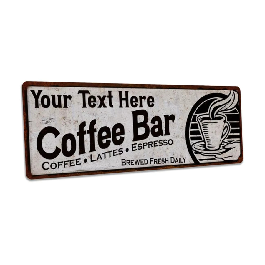 Personalisiertes Kaffeebar-Schild von CIFBUY in Weiß, Vintage-Design aus Metall, Wanddekoration für Küche und Café, B: 30 cm, H: 15 cm - Bild 2