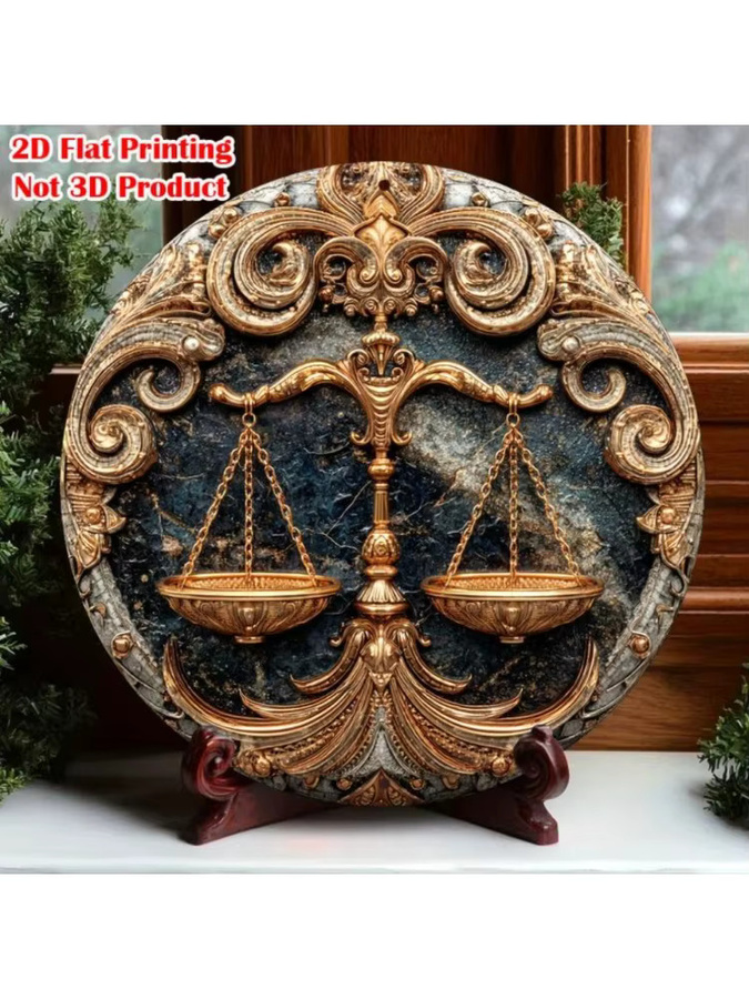 Rundes Vintage Wandschild aus Aluminium mit Waage-Motiv von CIFBUY, Durchmesser: 20,3 cm - Bild 2