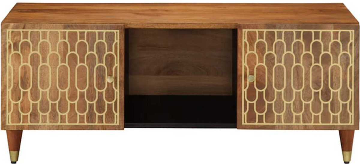 Couchtisch aus Massivholz Mango von Vidaxl in Natur Braun im Industrial Retro Design B/T/H: 100 x 54 x 40 cm - Bild 1