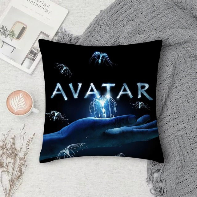 Avatar 2 Kissenhülle aus kurzem Plüsch mit beidseitigem Druck, Blau, B/B/B: 45 x 45 x 45 cm - Bild 1